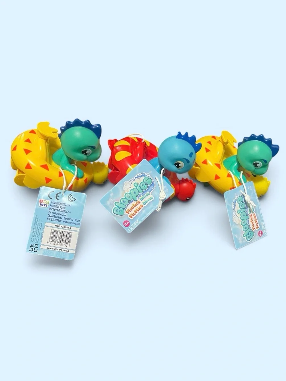 Flooties  dinos Colorful Dino Bath Toy - Blue & Yellow 3 sets